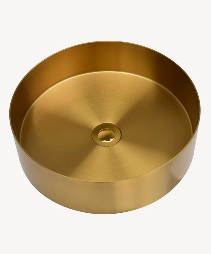 Round Countertop Basin - Brushed Gold PVD Stainless Steel