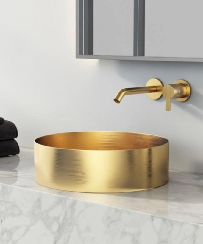 Round Countertop Basin - Brushed Gold PVD Stainless Steel
