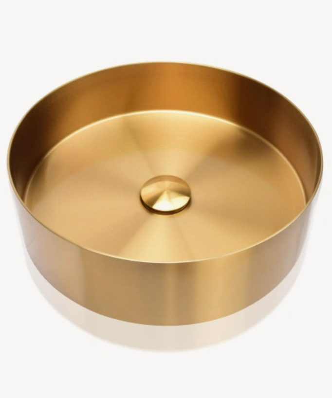 Round Countertop Basin - Brushed Gold PVD Stainless Steel