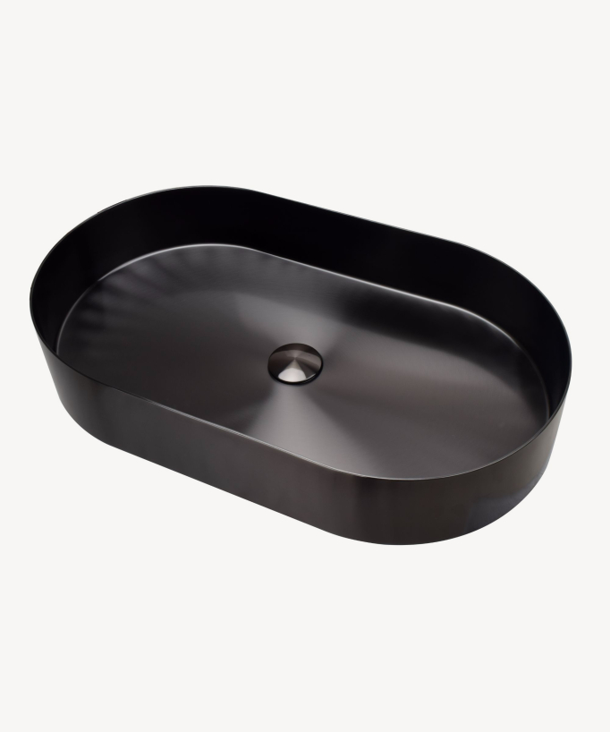 Oval Countertop Basin - Gunmetal Stainless Steel