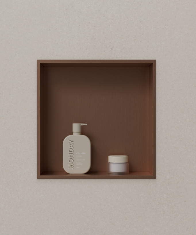 Recessed Bathroom Wall Niche – Brushed Rose Gold