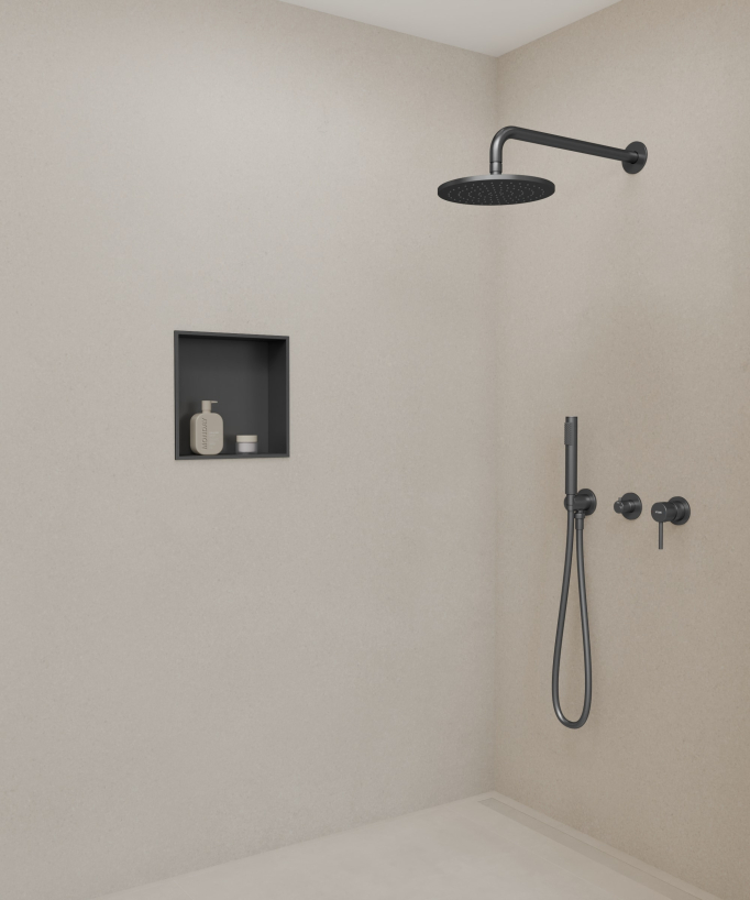 Recessed Bathroom Wall Niche – Gunmetal