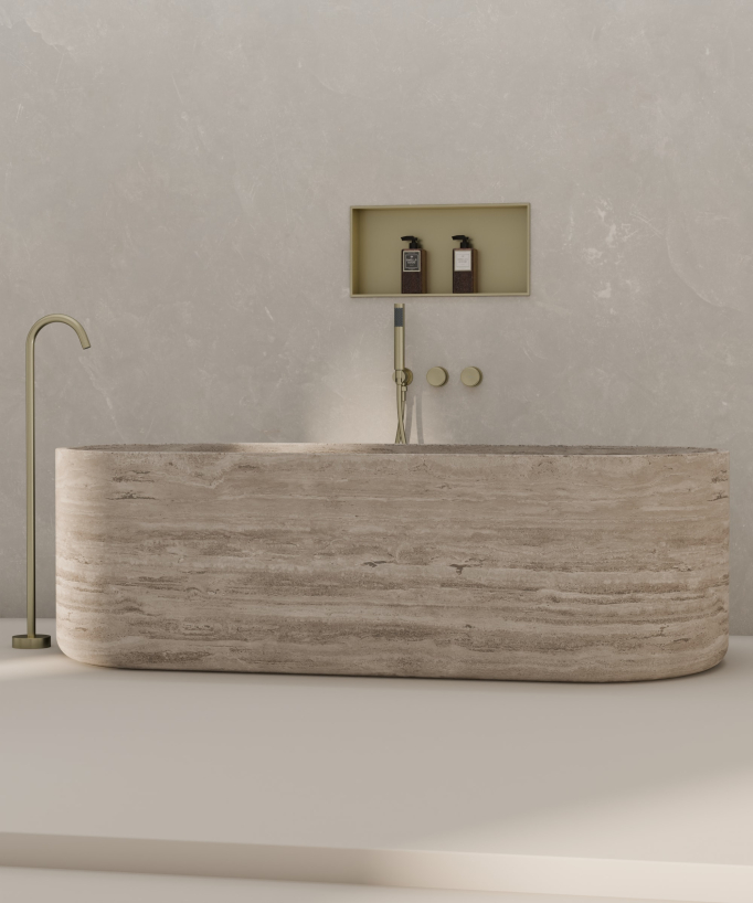 Rectangular Recessed Bathroom Wall Niche - Brushed Gold