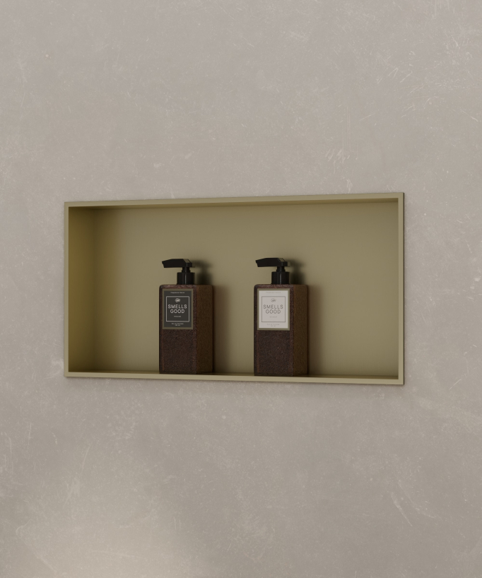 Rectangular Recessed Bathroom Wall Niche - Brushed Gold