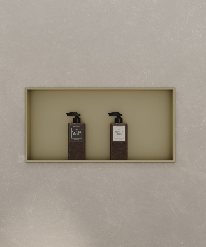 Rectangular Recessed Bathroom Wall Niche - Brushed Gold