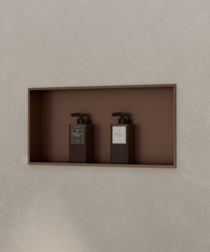 Rectangular Recessed Bathroom Wall Niche - Brushed Rose Gold