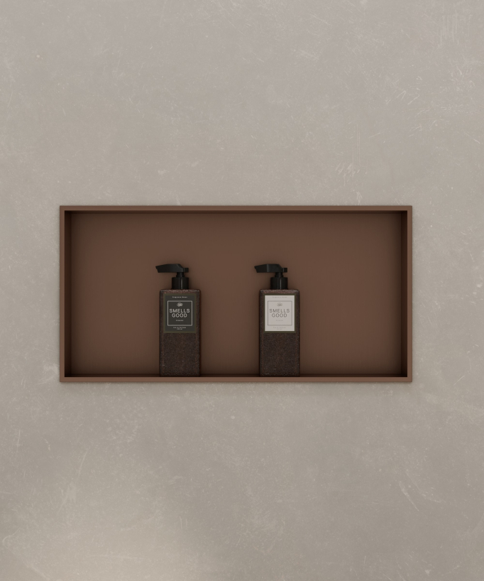 Rectangular Recessed Bathroom Wall Niche - Brushed Rose Gold