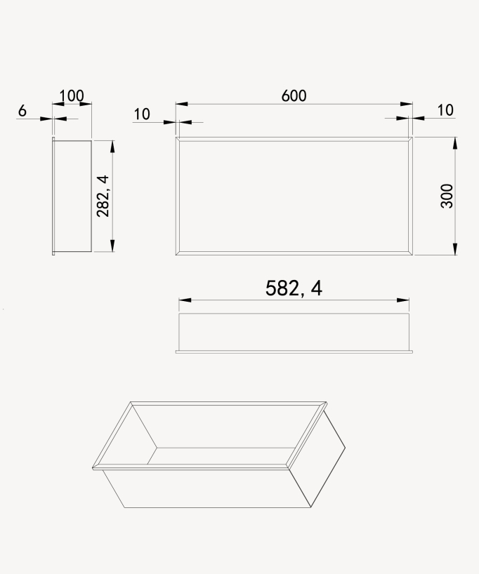 Rectangular Recessed Bathroom Wall Niche - Gunmetal
