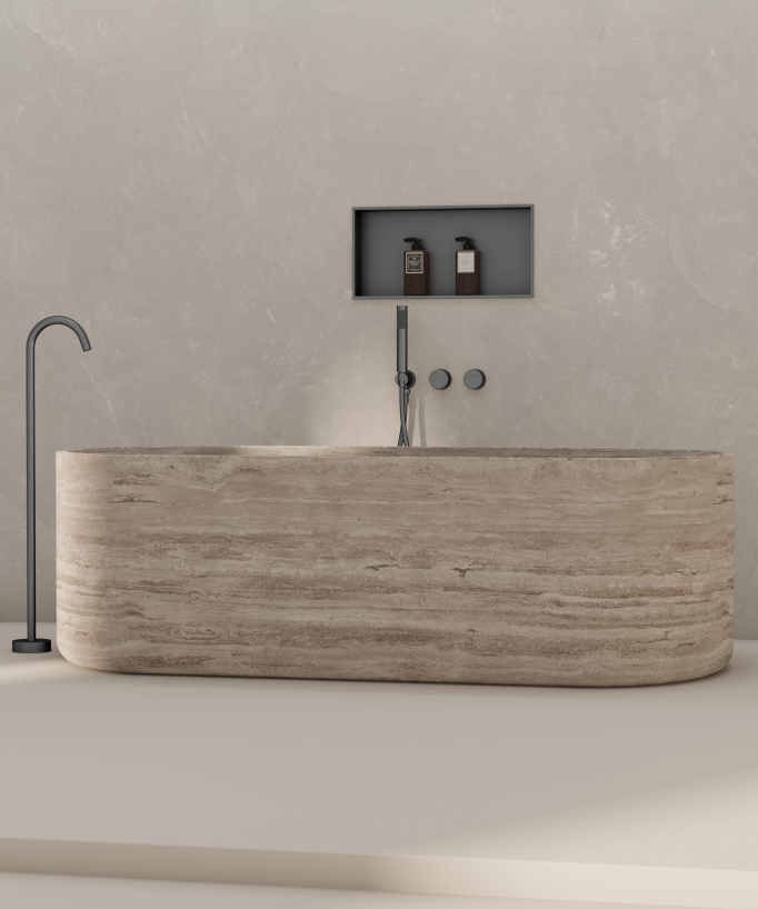Rectangular Recessed Bathroom Wall Niche - Gunmetal
