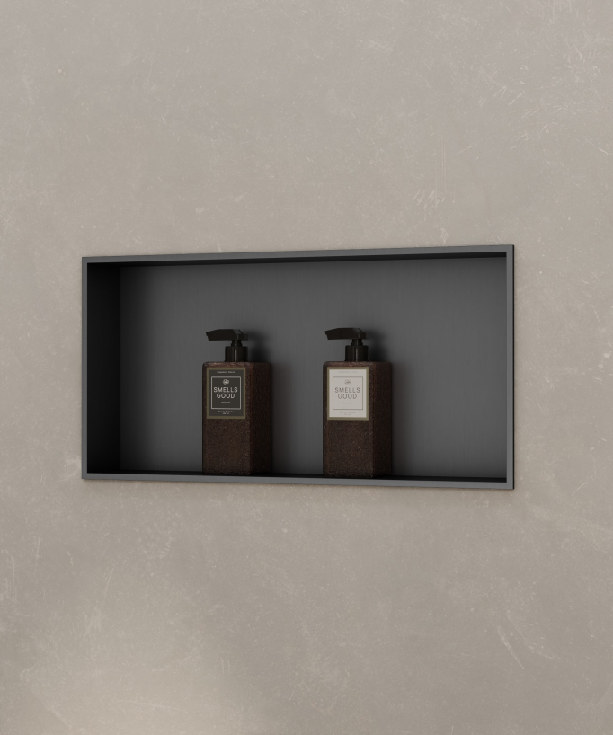 Rectangular Recessed Bathroom Wall Niche - Gunmetal