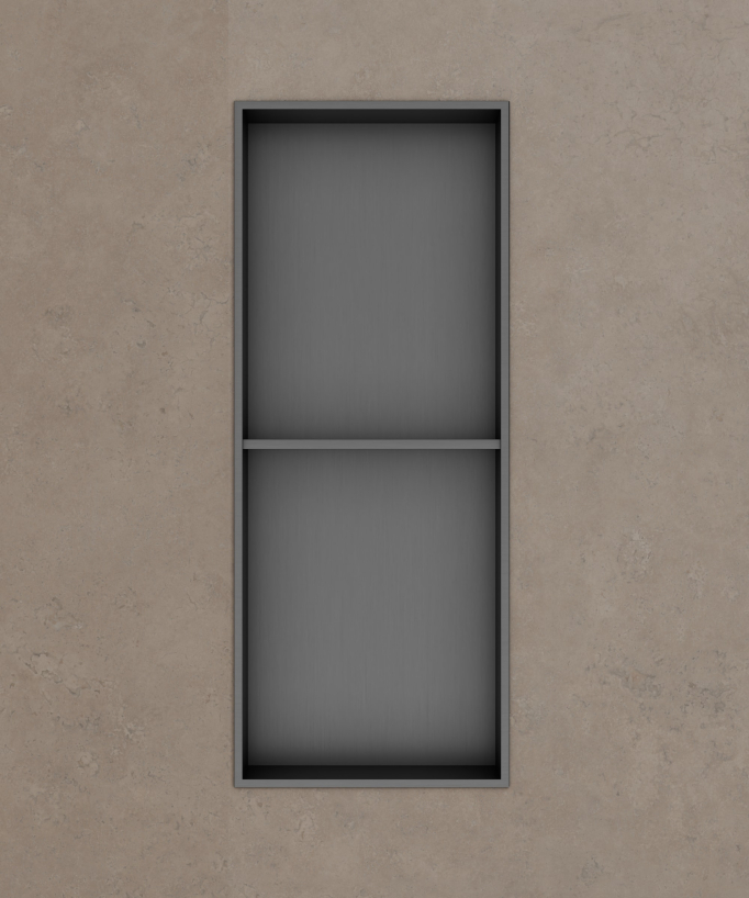 Recessed Bathroom Niche with 2 Compartments - Gunmetal