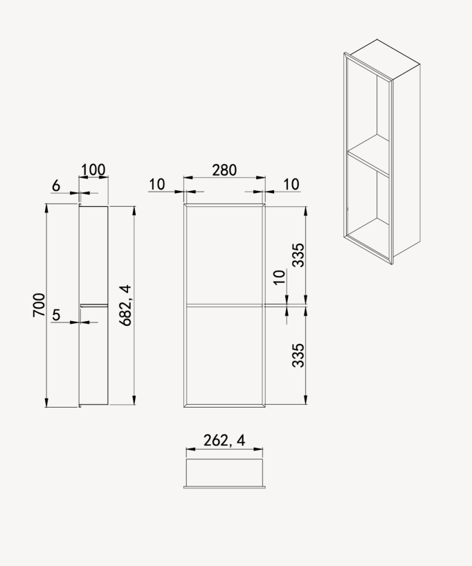 Recessed Bathroom Niche with 2 Compartments - Black