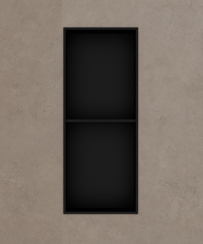 Recessed Bathroom Niche with 2 Compartments - Black