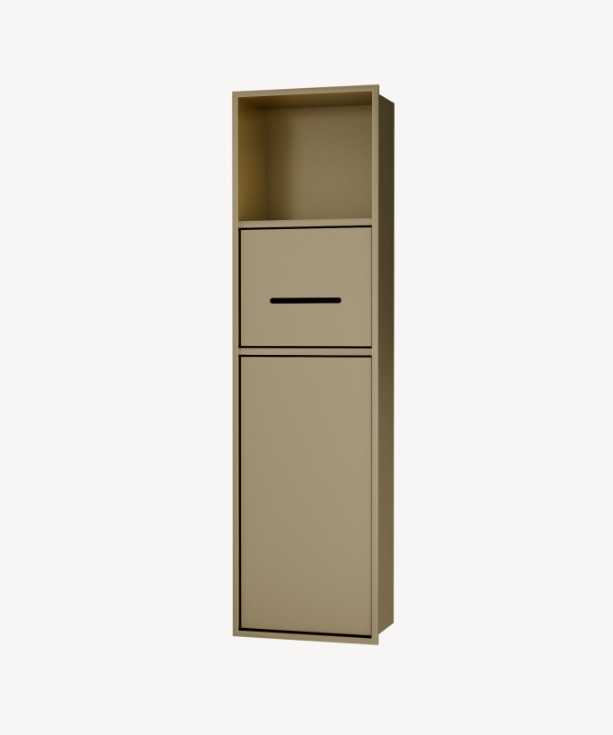 Recessed Toilet Niche with Compartments - Brushed Gold