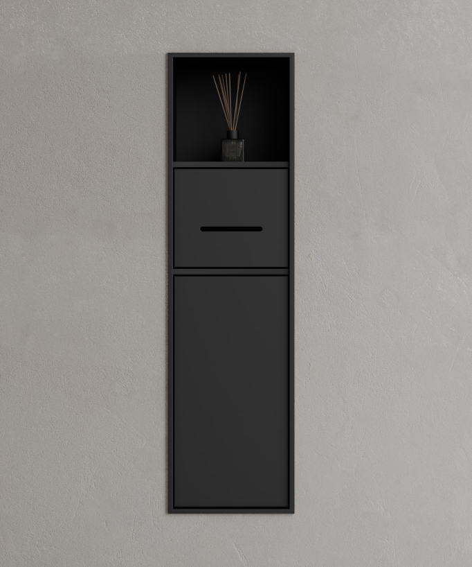 Recessed Toilet Niche with Compartments - Black