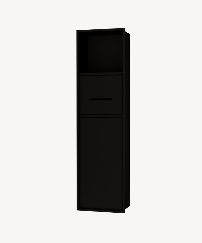 Recessed Toilet Niche with Compartments - Black