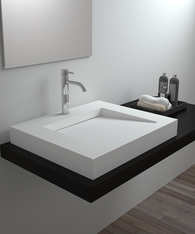 Likouala Rectangular Countertop Basin - Matte White