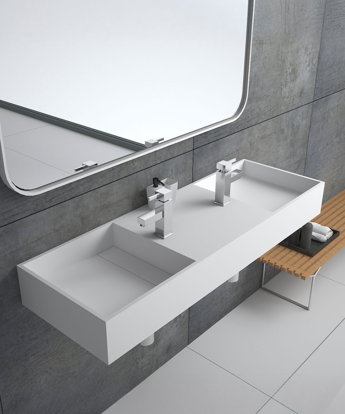 Katango Wall-Hung Double Basin - Matte White