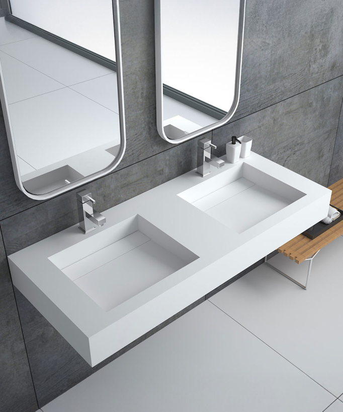 Maniema Wall-Hung Double Basin - Matte White