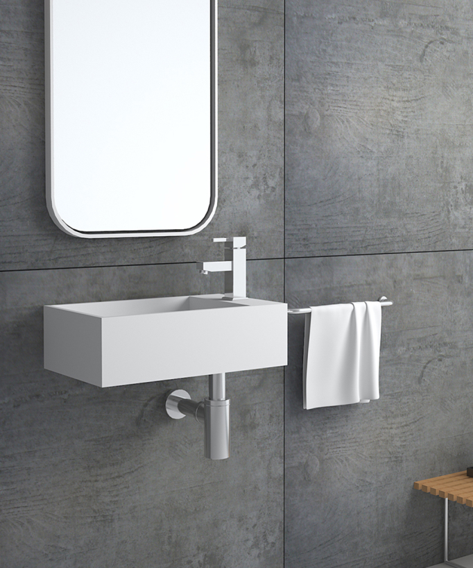 Gemena Wall-Hung Hand Basin - Matte White