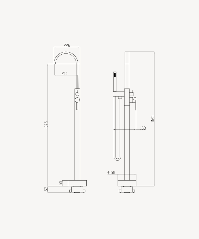 Freestanding bathtub mixer tap in chromed brass - Sirius