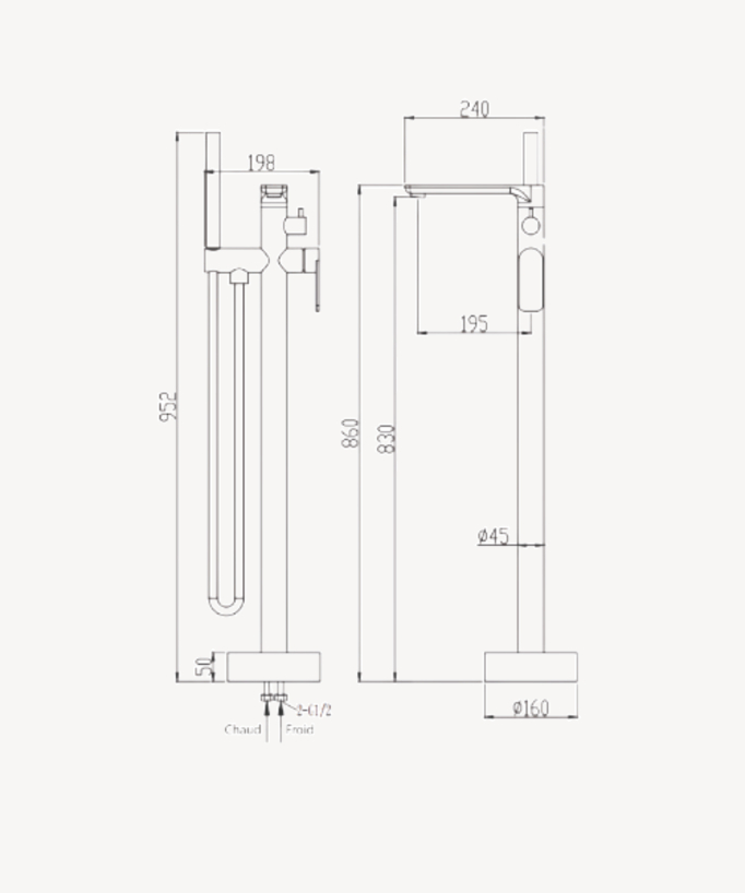 Freestanding Bath Tap - Black - Nunki