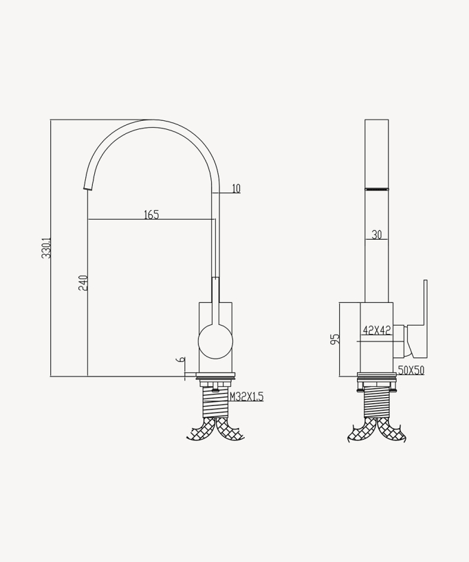 Black brass sink mixer tap - Sirius