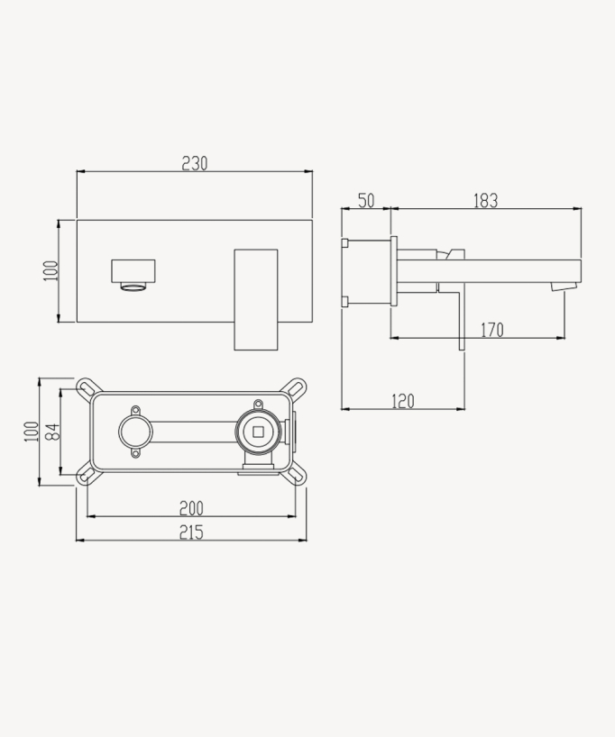 Wall-Mounted Basin Mixer, Gunmetal - Sirius