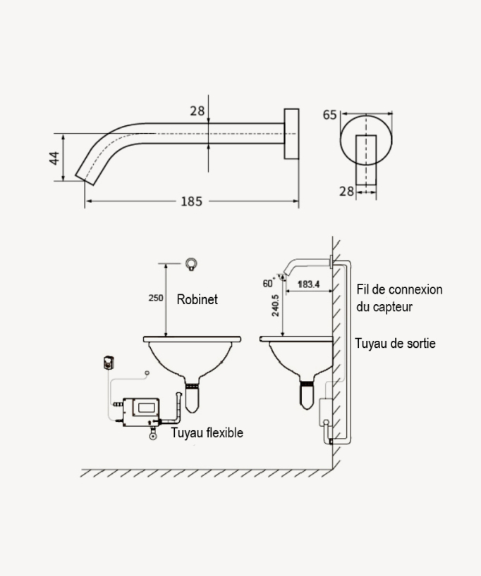 Wall-Mounted Automatic Basin Tap, Cold Water - Corbeau