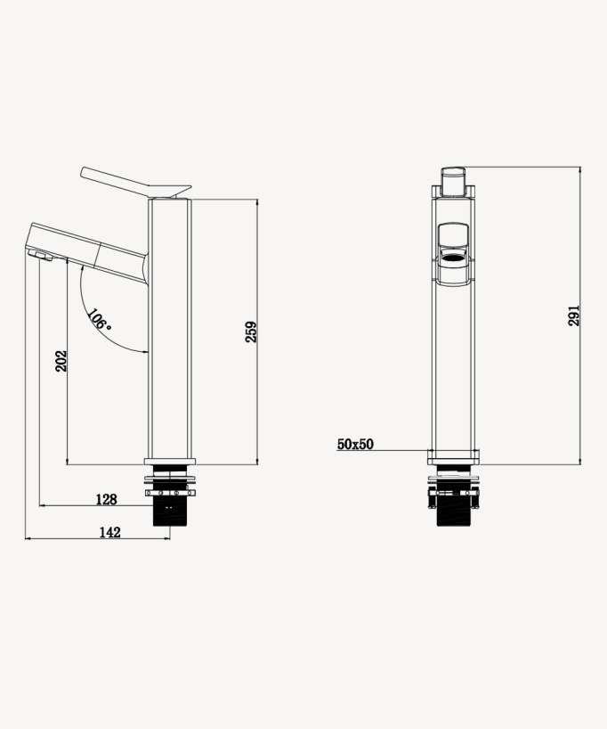 Tall Basin Mixer Tap with Pull-out Spout, Black - Graffias