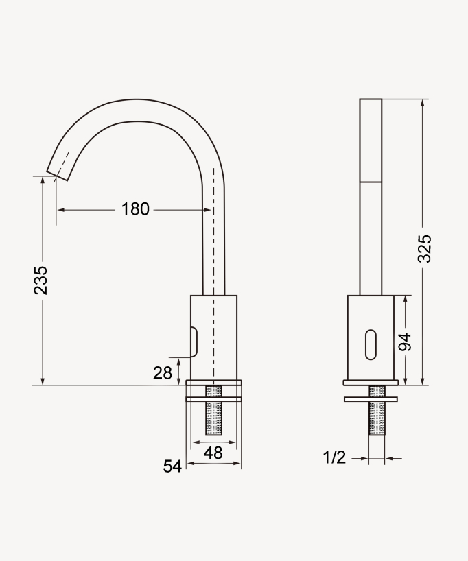 Tall automatic basin tap, cold water – Corbeau