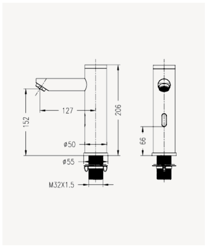 Modern Automatic Basin Tap, Cold Water, Black - Pula