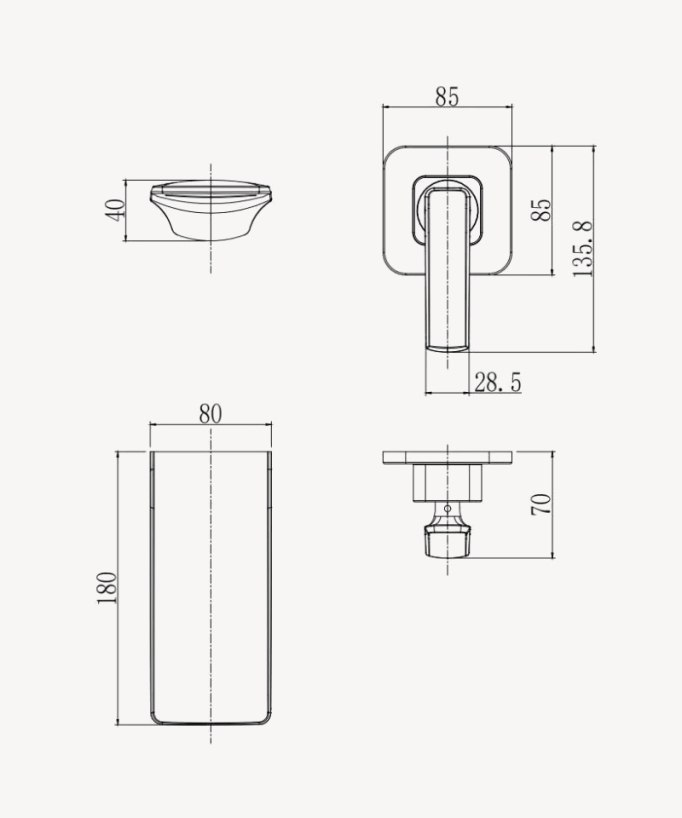 Wall-Mounted Basin Mixer, White & Chrome - Brittia