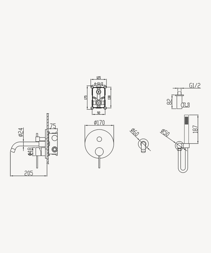 Concealed Bath Mixer Tap - Corbeau
