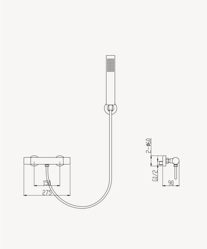 Wall-Mounted Thermostatic Shower Mixer - Corbeau