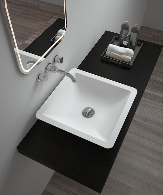 Isiro Square Countertop Basin - Matte White