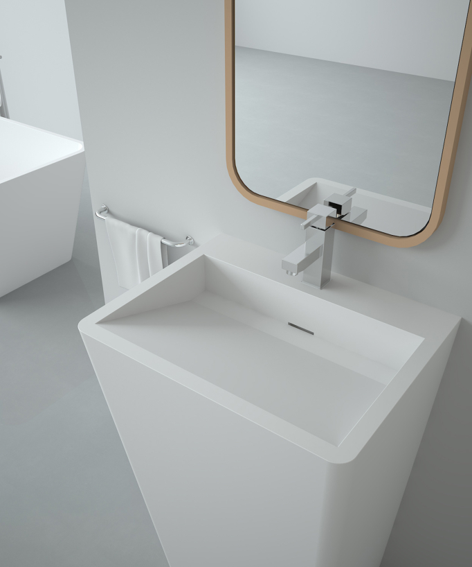 Linzolo Rectangular Freestanding Basin - Matte White