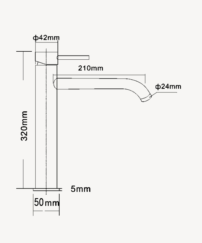 Tall Basin Mixer Tap with Long Spout, Black - Corbeau