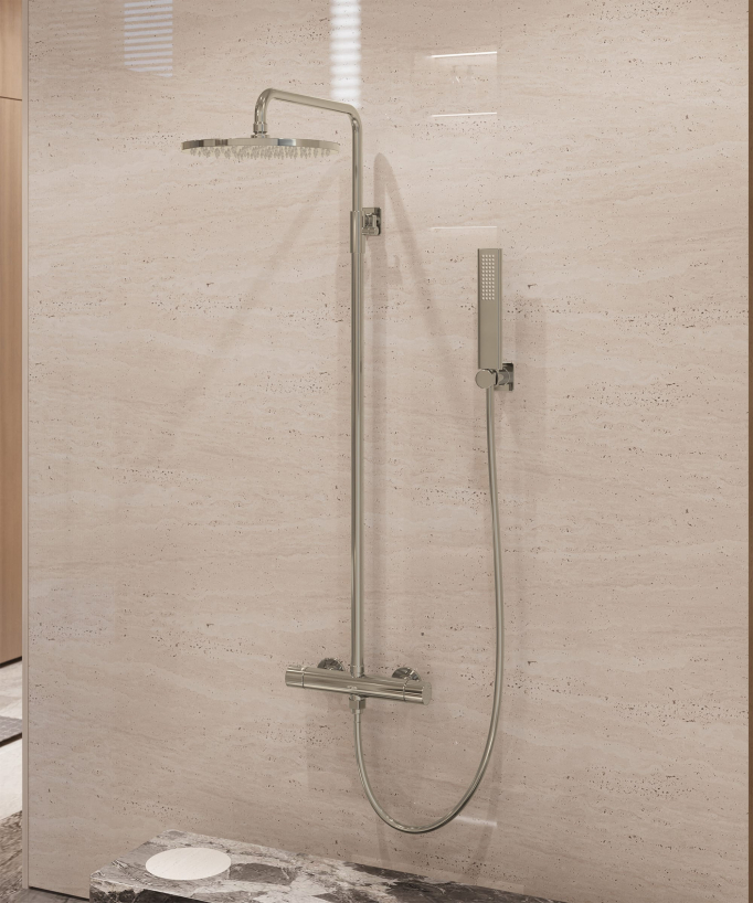 Wall-mounted thermostatic shower column – Fiumina