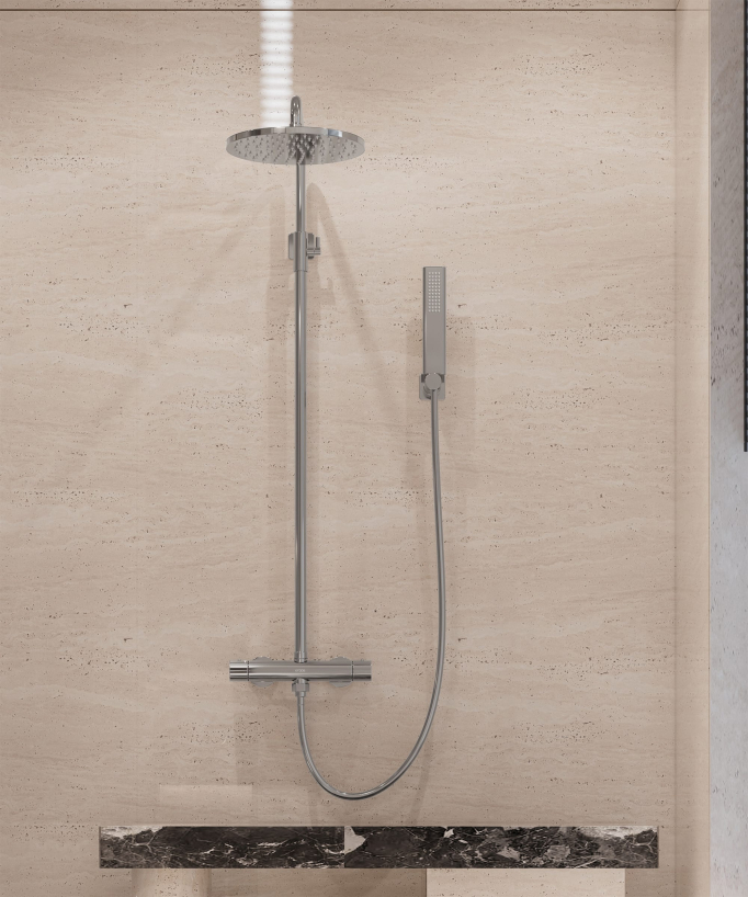 Wall-mounted thermostatic shower column – Chrome – Fiumina