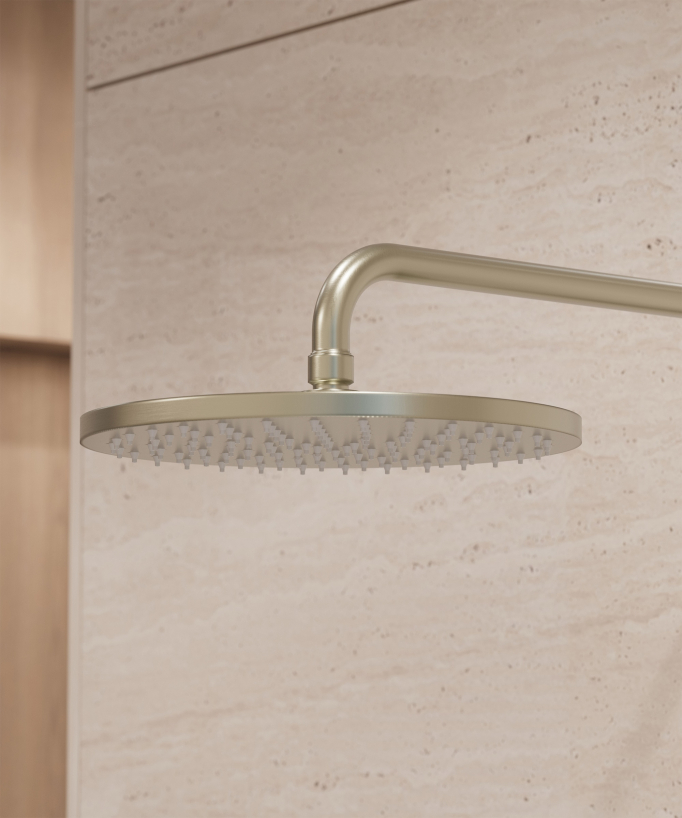 Wall-mounted thermostatic shower column – Brushed gold – Fiumina