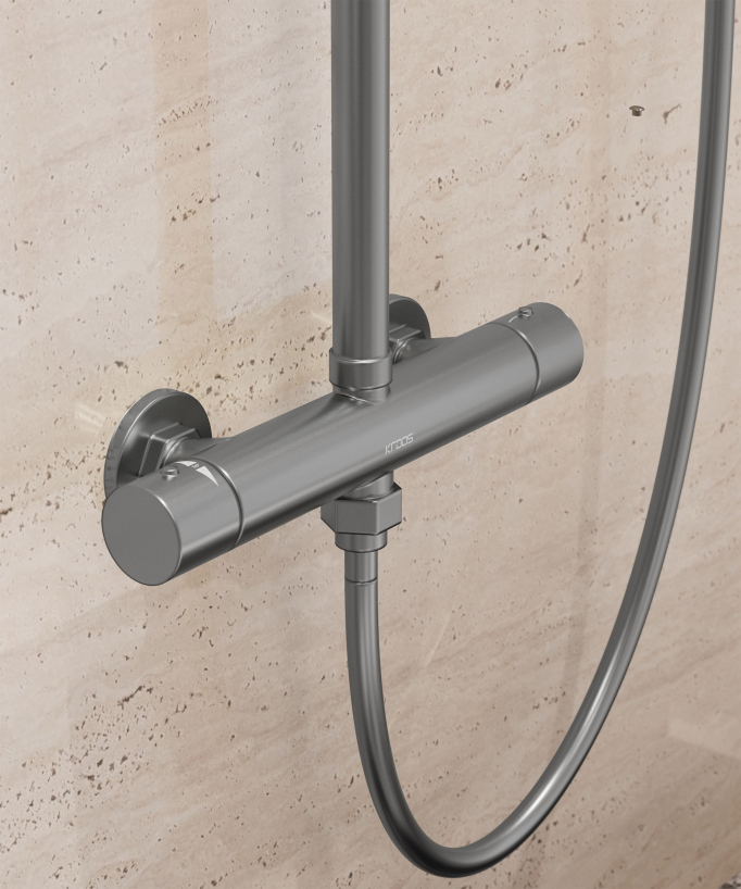 Wall-mounted thermostatic shower column – Gunmetal – Fiumina