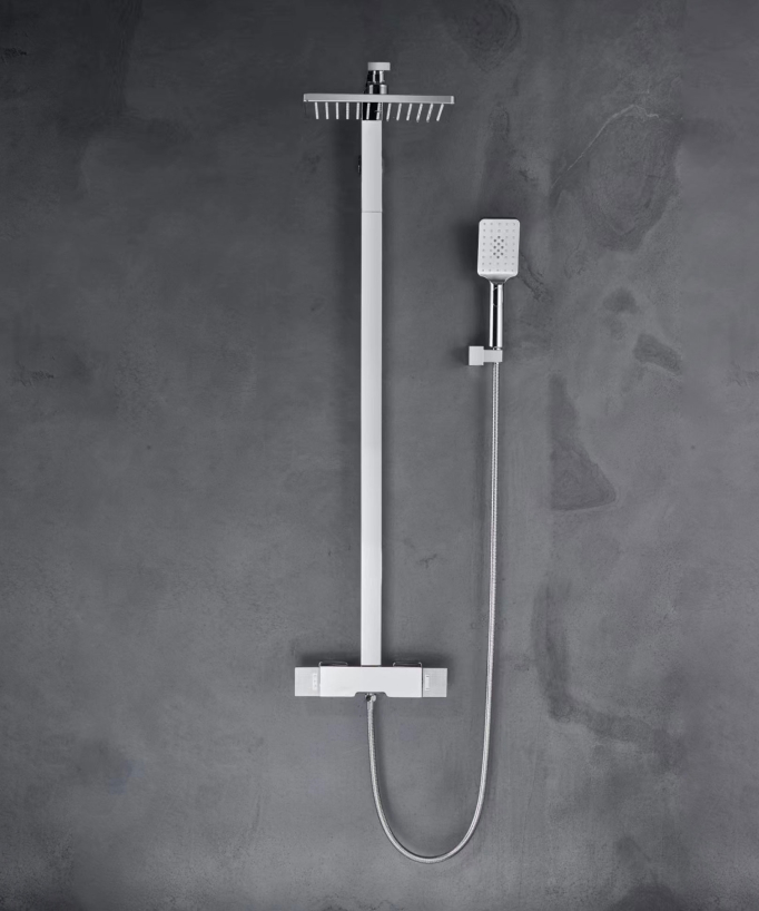 Gunmetal Bath-Shower Column with Extra-Flat Rain Head - Kyra