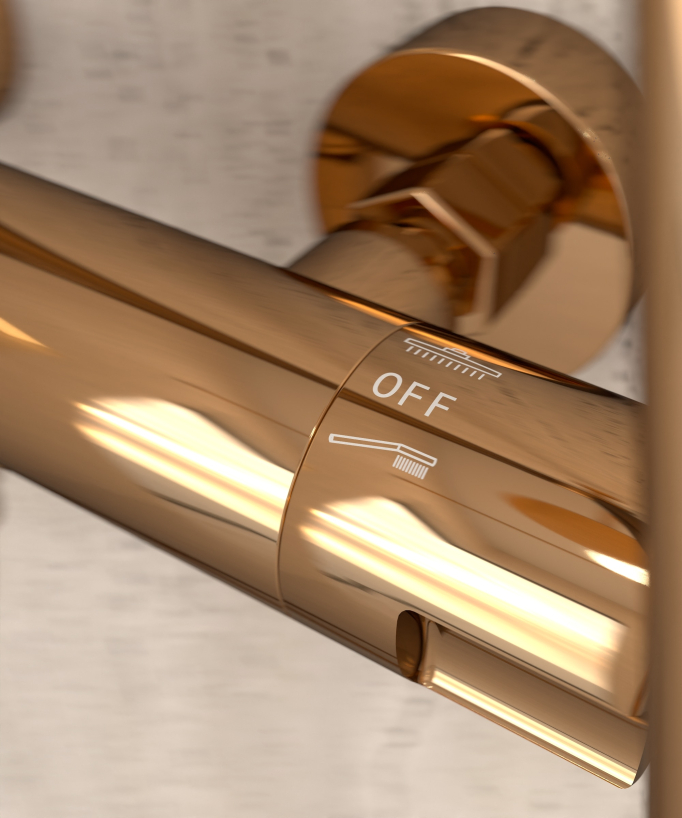 Thermostatic Shower Column with Rain Head and Adjustable Hand Shower Bracket - Rose Gold - Corbeau