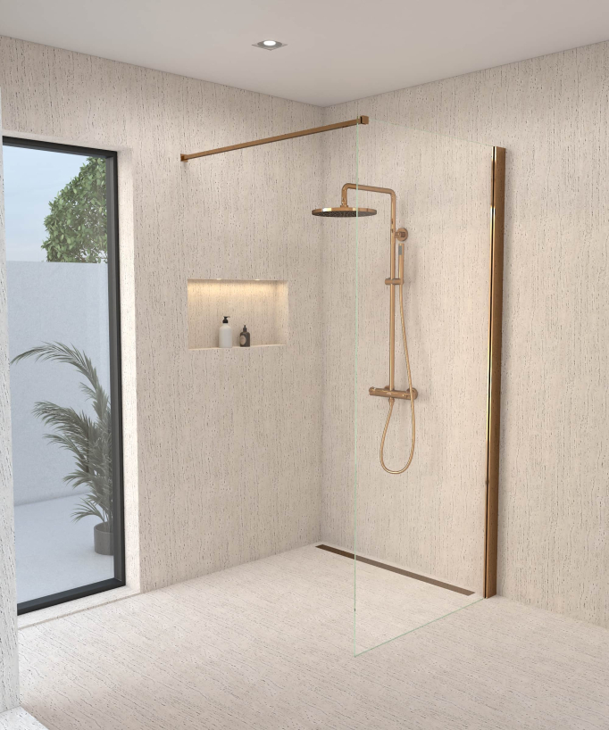 Thermostatic Shower Column with Rain Head and Adjustable Hand Shower Bracket - Rose Gold - Corbeau
