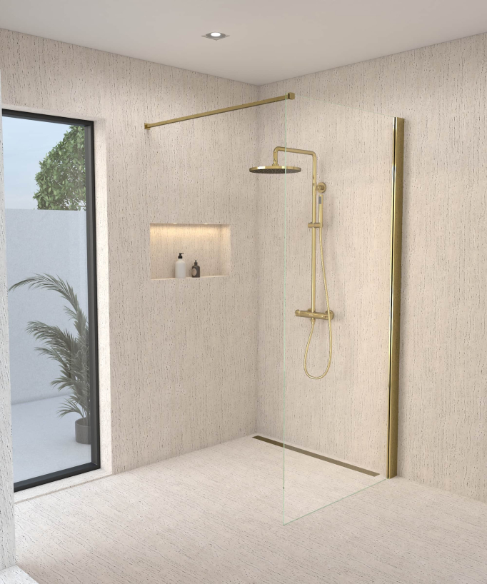 Thermostatic Shower Column with Rain Head and Adjustable Hand Shower Bracket - Gold - Corbeau