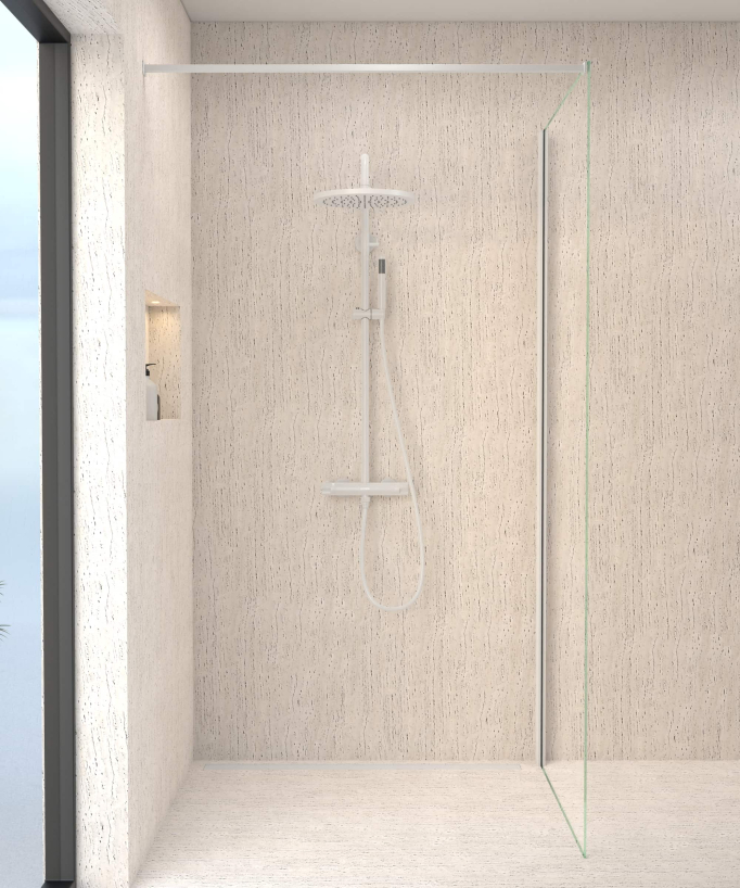 Thermostatic Shower Column with Rain Head and Adjustable Hand Shower Bracket - White - Corbeau