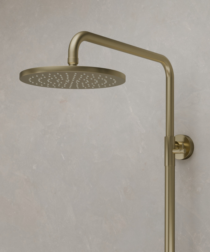 Wall-Mounted Shower Column with Mixer - Brushed Gold - Leros