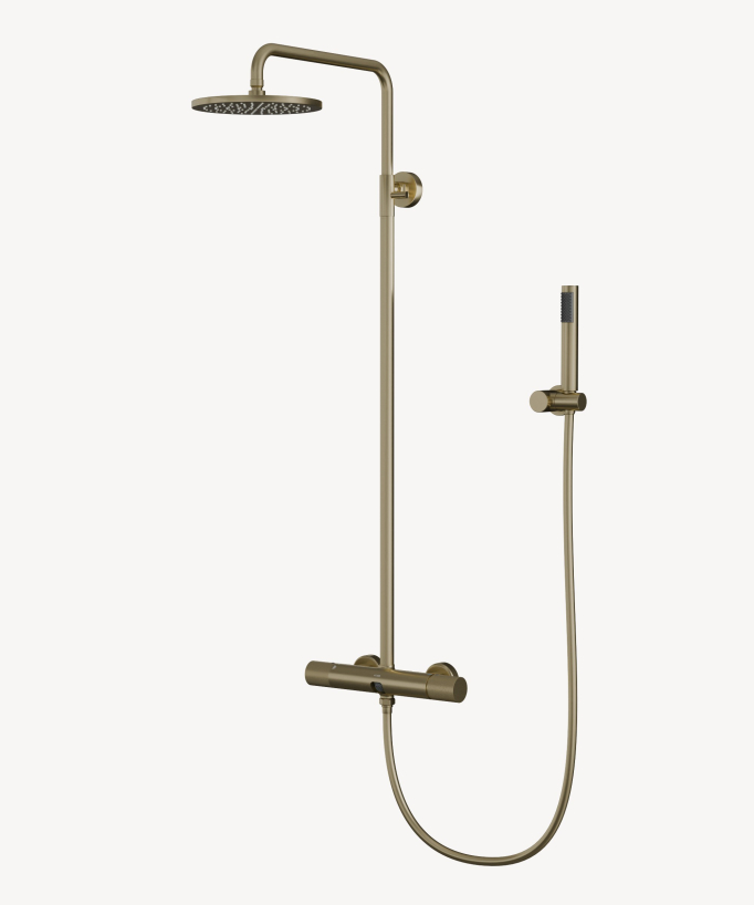 Wall-Mounted Shower Column with Mixer - Brushed Gold - Leros