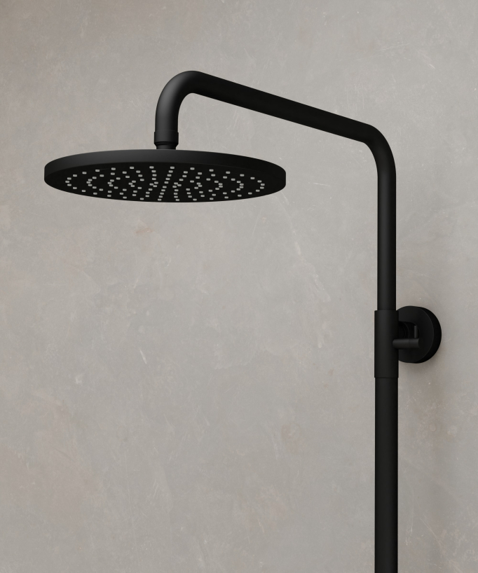 Wall-Mounted Shower Column with Mixer - Black - Leros